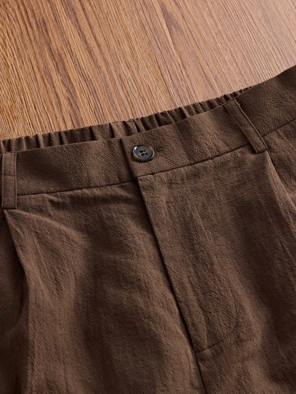 Coffee Brown Casual Men's Button Pocket Business Office Suit Pants - Picture 5 of 6